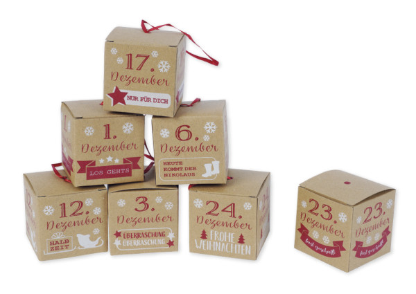 Adventskalender-Boxen aus Pappe, zum Befüllen